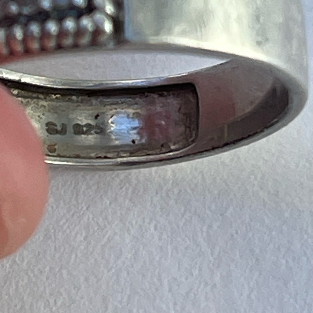 Vintage 925 Silver diamond ring band signed by designer SJ - Picture 4 of 13
